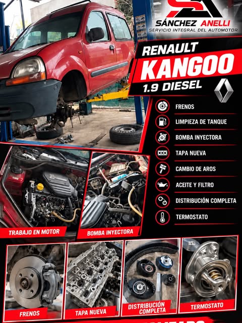 Trabajo publicado: Renault Kangoo 1.9 Diesel, motor, frenos, aceite y filtro, distribución completa y termostato
